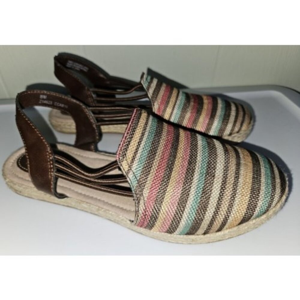 NEW Brown Striped Cynthia BOC Born Concepts Espadrille Flats Ladies Size 8